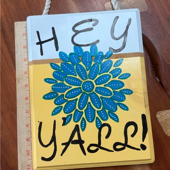 Custom Hand-Painted Pine Wood Welcome Sign | "Hey Y'all" Door/Wall Art - Picture 3 of 6